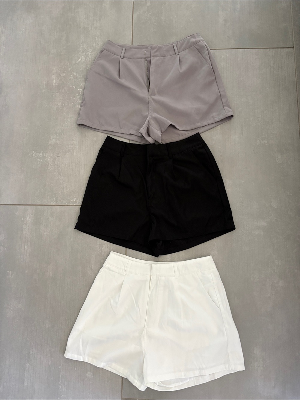 SHEIN Women's Tailored Shorts Trio - Gray, Black, White
